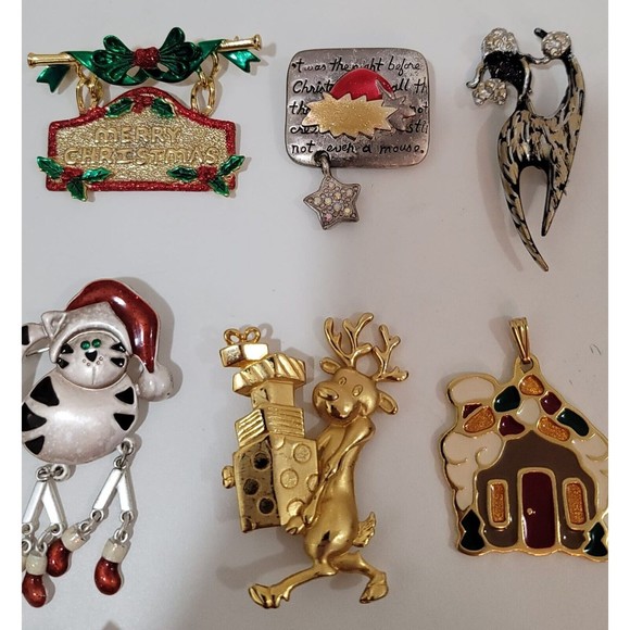 Lot of Christmas 8 pc.VTG AJC Danecraft AJMC NR broosh Wallaci Silversmiths pe - Picture 4 of 12
